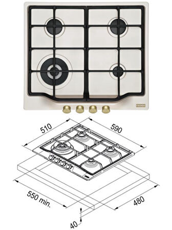 Franke Classic Line Krem Rustik Ankastre Set (FCH 604 3G TC PW C Ocak/FCO 86 H Fırın/FCO 70 PW G Davlumbaz)
