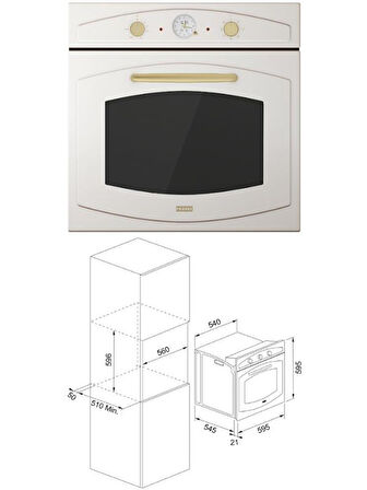 Franke Classic Line Krem Rustik Ankastre Set (FCH 604 3G TC PW C Ocak/FCO 86 H Fırın/FCO 70 PW G Davlumbaz)