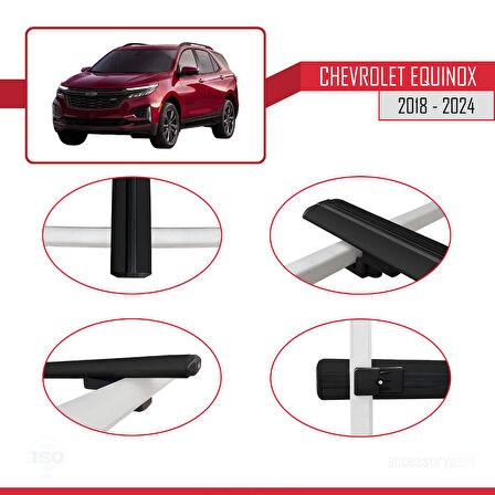 Chevrolet Equinox 2018-2024 Arası ile Uyumlu BASIC Model Ara Atkı Tavan Barı Siyah 2 Adet