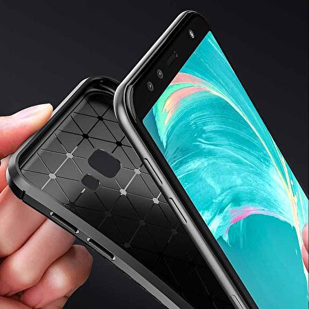 Gpack Samsung Galaxy J4 Plus Kılıf Negro Karbon SilikonNano Glass