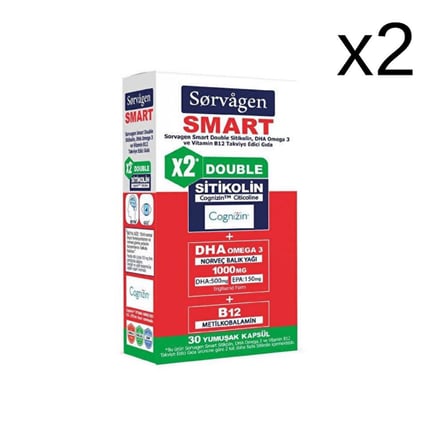 Sorvagen Smart Sitikolin DHA Omega 3 ve B12 30 Kapsül X2 Adet