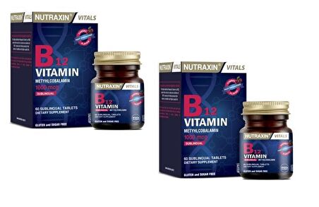 Nutraxin B12 Vitamin 1000 mcg 60 Dilaltı Tablet x 2 Adet