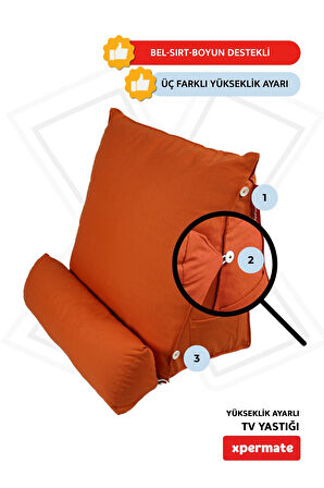 XPERMATE Tv Yastığı Bel Destek Yastığı Sırt Yastığı Boyun Destekli Yastık Ameliyat Sonrası Yastık Koyu Turuncu