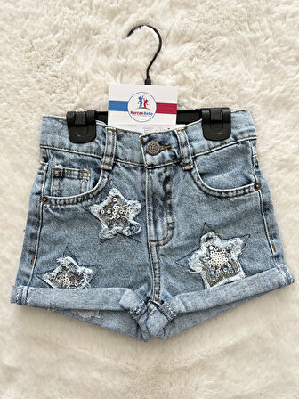 Yıldızlı Kısa Kot Şort