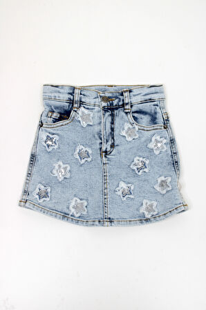 Dmb Kız Çocuk Yıldızlı Kot Şort Etek