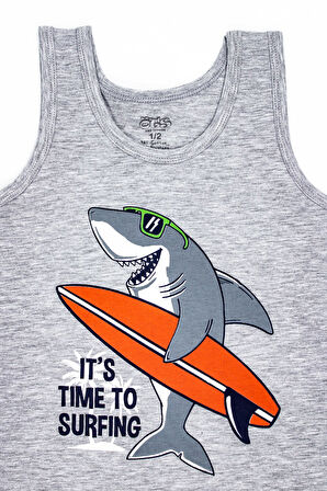 Öts Erkek Çocuk Atlet Boxer Likralı Gri Köpek Balığı (%96 Pamuk - %4 Elastan)