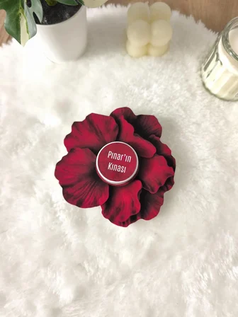 Pamuğum Atelier Kırmızı Gül Tasarım Kartlı 5 ml Kına Dolgulu Kına Hediyelik (100 Adet)