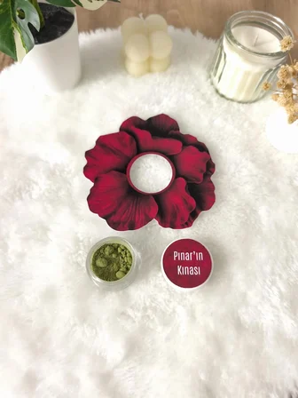 Pamuğum Atelier Kırmızı Gül Tasarım Kartlı 5 ml Kına Dolgulu Kına Hediyelik (100 Adet)