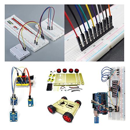 Karışık Renkli 20 Adet 24AWG Dişi - Dişi Breadboard Jumper Kablosu - 10cm