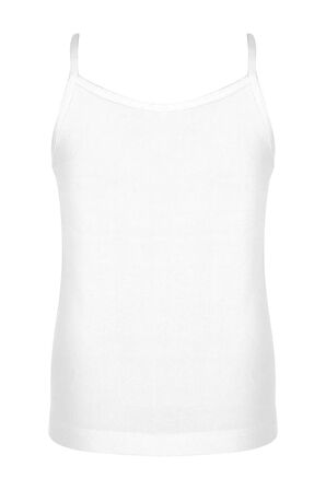 12'li Ribana İp Askılı Saten Kız Çocuk Atlet Beyaz 27214