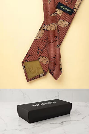 Tüy Desen Turuncu Kravat & Mendil