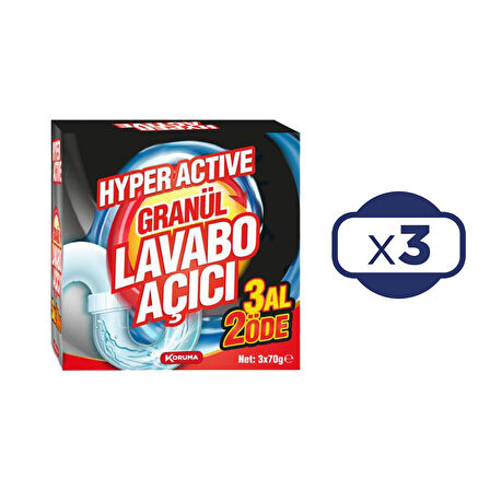 Hyper Active Lavabo Açıcı 70 G 3 Al 2 Öde x 3 Adet