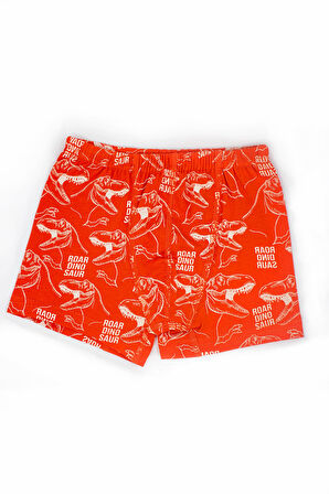 Öts Erkek Çocuk Atlet Boxer Likralı Ekru Dinozor (%96 Pamuk - %4 Elastan)