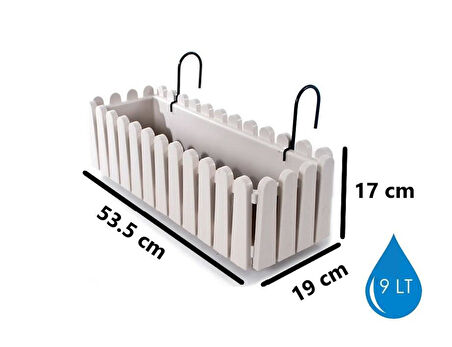 Omnipazar SO-İB02 Askılı Balkon Saksı Takımı 9 lt Kirli Beyaz 6 Adet