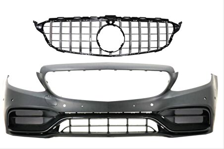 Mercedes w205 c63 ön tampon ve panjur seti silver trim 2013+