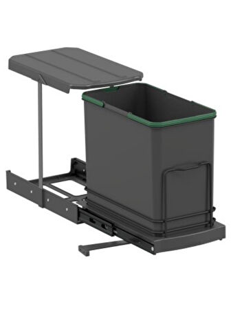 Starax S-2571-A Teleskopik Raylı Plastik 24 Lt. Antrasit Çöp Kovası