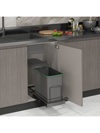 Starax S-2571-A Teleskopik Raylı Plastik 24 Lt. Antrasit Çöp Kovası