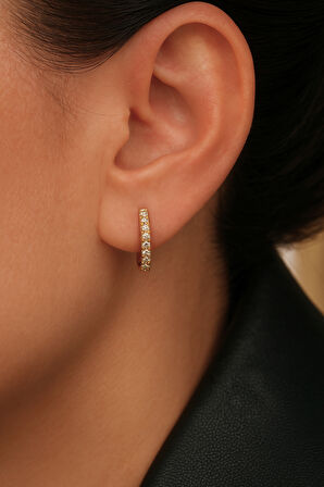 Zirkon Taşlı İnce Halka Conch Piercing – Gold & Gümüş | Rodyum Kaplama | Tekli
