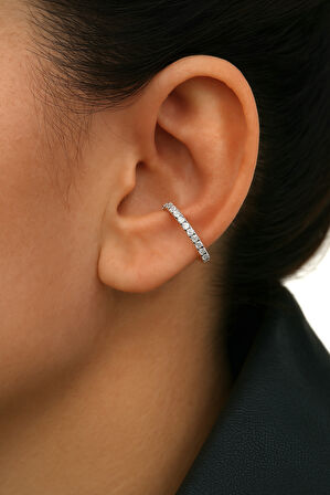 Zirkon Taşlı İnce Halka Conch Piercing – Gold & Gümüş | Rodyum Kaplama | Tekli