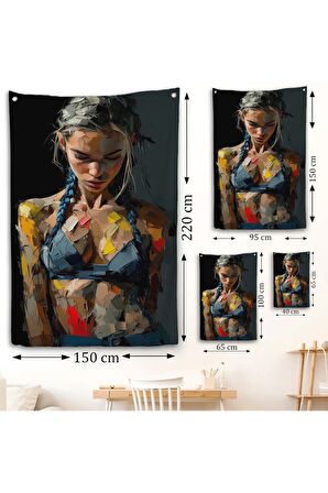 Yağlı Boya Görünümlu Kadın Duvar Örtüsü-7686