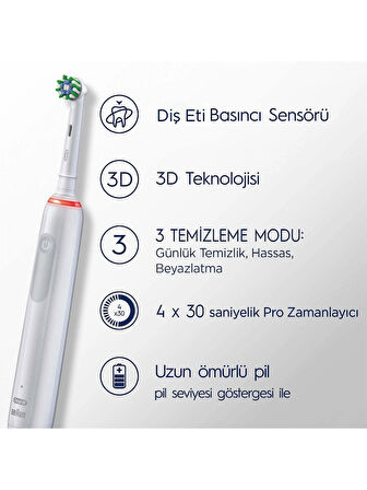 Oral-B Pro 3 3500 Şarj Edilebilir Diş Fırçası - Beyaz