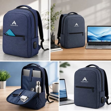 Kararlı Ticaret® Lacivert Laptop Sırt Çantası, Bilgisayar Korumalı İç Bölmeli Notebook Çantası, Organizer Cepli ve USB Şarj Portlu