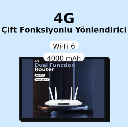 4G/5G Destekli Dual Function Router – 300 Mbps Type-C 4000mAh Batarya Yüksek Performanslı Ağ Çözümü