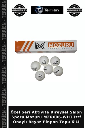 Özel Seri Aktivite Bireysel Salon Sporu Mozuru MZR006-WHT Ittf Onaylı Beyaz Pinpon Topu 6'LI