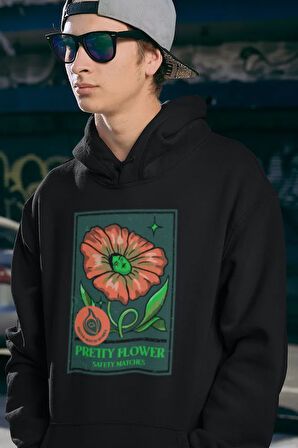 Pretty Flower Baskılı Unisex Oversize Tasarım Hoodie
