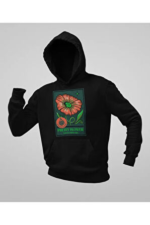 Pretty Flower Baskılı Unisex Oversize Tasarım Hoodie