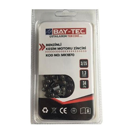 BAY-TEC MK1870 BENZİNLİ KESİM MOTORU ZİNCİRİ 3/25-1.3mm-34 DİŞ