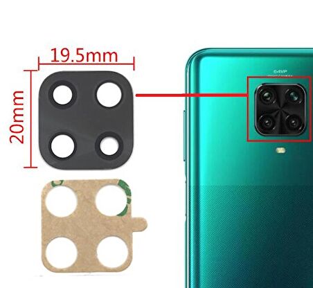 Xiaomi Redmi Note 9 Pro Uyumlu Kamera Lensi Cam M2003J6A1L