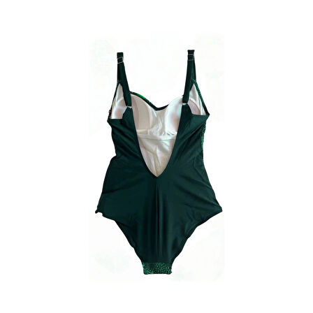 Kadın Yeşil Tropikal Yaprak Desen Yüzücü Mayo HZL25S-LC0046