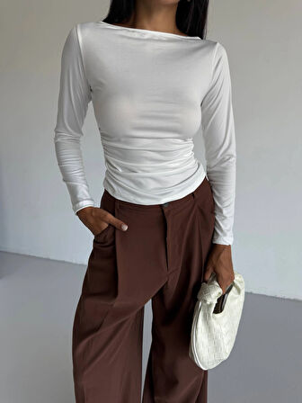 Kadın Beyaz Uzun Kollu Sany Bluz HZL25S-FRY123351