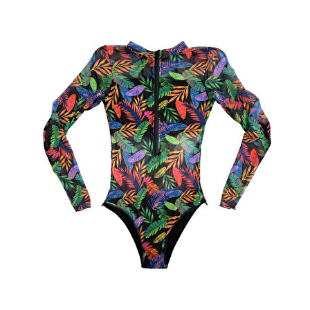 Kadın Siyah Çok Renkli Tül Yüzücü Mayo HZL25S-LC67387