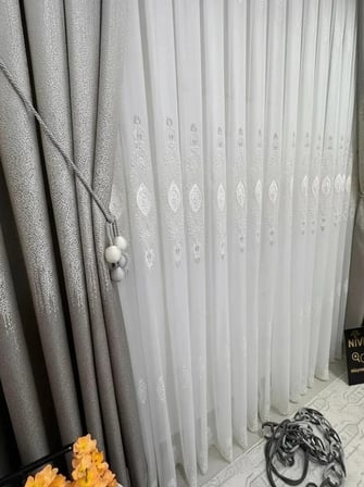NİVEMESHOME ELİSYA 3812 GÜMÜŞ IŞILTI 1/2,5 PİLELİ  BAMBU TÜL PERDE