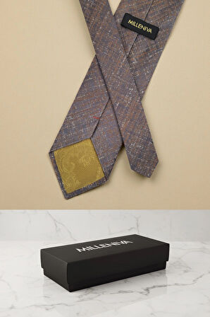 Retro Desen Bronz Kravat & Mendil