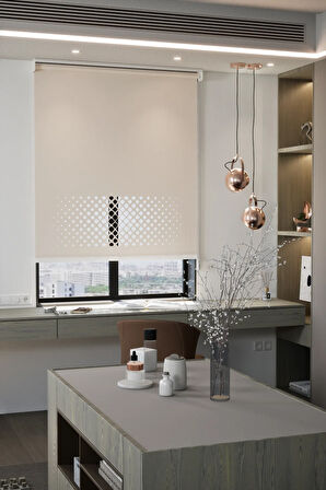 Lazer Kesim Mat Stor Perde, Lazer Kesimli Modern Serisi, M-2003 Açık Kahverengi