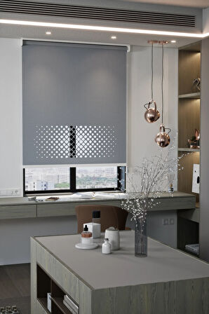 Lazer Kesim Mat Stor Perde, Lazer Kesimli Modern Serisi, M-2004 Antrasit Renk