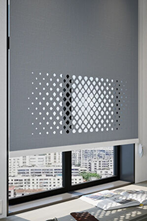 Lazer Kesim Mat Stor Perde, Lazer Kesimli Modern Serisi, M-2004 Antrasit Renk