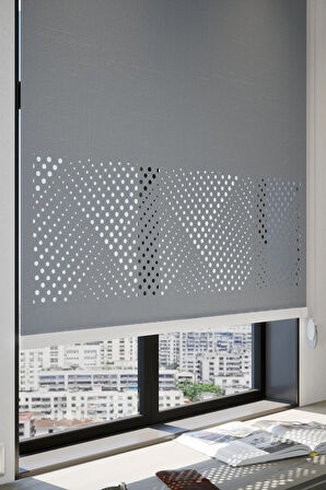 Lazer Kesim Mat Stor Perde, Lazer Kesimli Modern Serisi, M-3004 Antrasit Renk