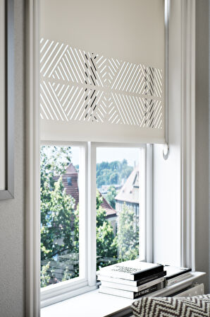 Lazer Kesim Mat Stor Perde, Lazer Kesimli Klasik Serisi, C-2001 Beyaz Renk