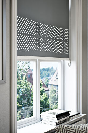 Lazer Kesim Mat Stor Perde, Lazer Kesimli Klasik Serisi, C-2004 Antrasit Renk