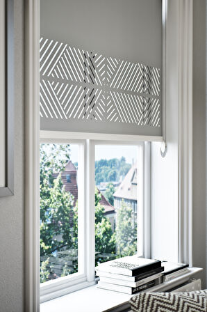 Lazer Kesim Mat Stor Perde, Lazer Kesimli Klasik Serisi, C-2005 Gri Renk