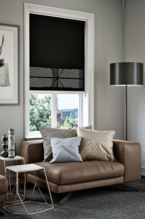 Lazer Kesim Mat Stor Perde, Lazer Kesimli Klasik Serisi, C-2008 Siyah Renk