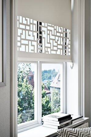 Lazer Kesim Mat Stor Perde, Lazer Kesimli Klasik Serisi, C-3002 Ekru Renk