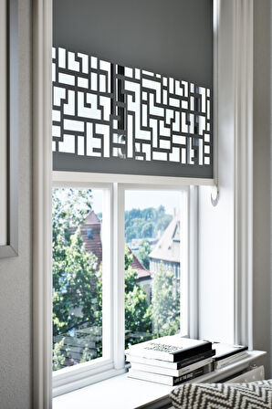 Lazer Kesim Mat Stor Perde, Lazer Kesimli Klasik Serisi, C-3004 Antrasit Renk