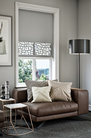 Lazer Kesim Mat Stor Perde, Lazer Kesimli Klasik Serisi, C-3005 Gri Renk