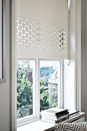 Lazer Kesim Mat Stor Perde, Lazer Kesimli Klasik Serisi, C-4001 Beyaz Renk