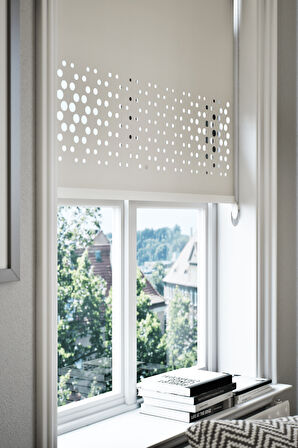 Lazer Kesim Mat Stor Perde, Lazer Kesimli Klasik Serisi, C-4002 Ekru Renk